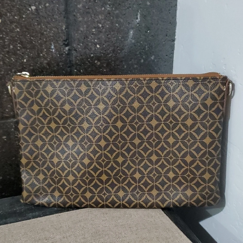 Fossil Brown Geometric Clutch